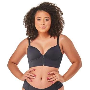 Imagem de Sutiã bojo com zíper plus size vi lingerie, 48, Preto
