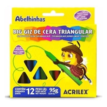 Imagem de Giz De Cera Triangular 12 Cores - Acrilex 95g