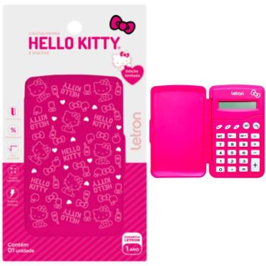 Imagem de Calculadora Letron 8 Dígitos Flip Estampa Hello Kitty com Bateria Inclusa e Tampa Protetora Rosa