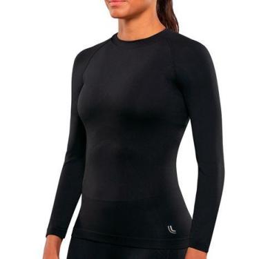Imagem de Camiseta Térmica Feminina Lupo Proteção UV Manga longa, Preto, Pequeno