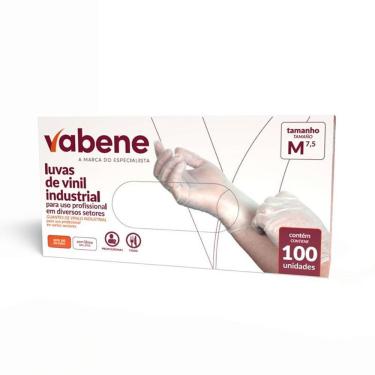 Imagem de Luva Descartável Vabene Vinil sem Pó Hipoalergênica Transparente com 100 Unidades
