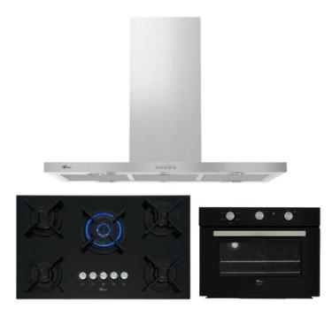 Imagem de Kit Infinity Fischer: Forno Elétrico Preto Coifa Ilha e Cooktop 5B, 11
