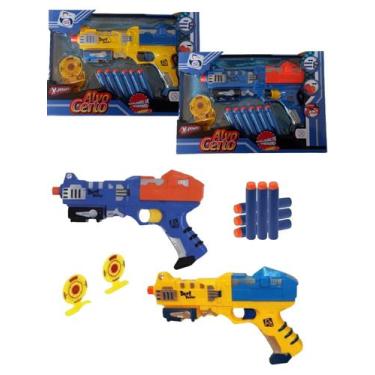 Imagem de Arminha Pistola Lança Dardos semelhante Nerf Atira C/ 6 Balas de Espum