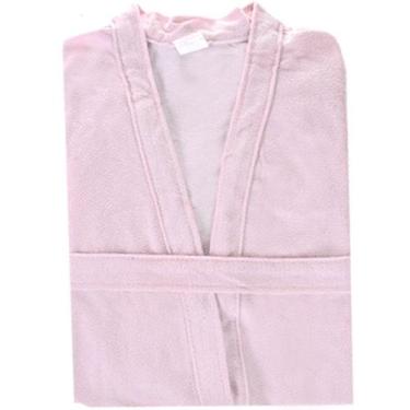 Imagem de Roupão de Malha Felpudo Atoalhado Kimono Bene Casa, M, Rosa claro
