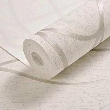 Imagem de WSWJDW Papel de parede autoadesivo adesivos de parede 3D não tecido para sala de estar Papel de parede quarto sala de jantar Decoração para casa, cremoso, branco, 10mx53cm