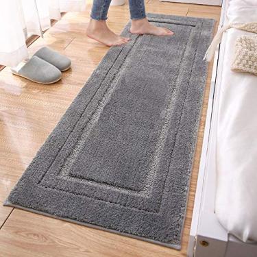 Imagem de Tapete de área para quarto, macio, lavável, antiderrapante, para sala de estudo, varanda, quarto das crianças, cozinha, banheiro, padrão de moldura, cinza escuro, 50120 cm