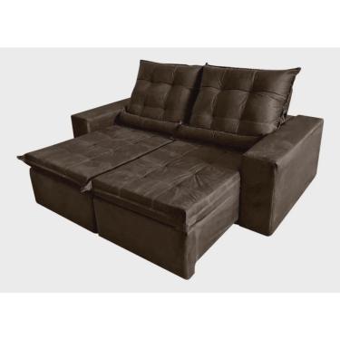 Imagem de Sofa Retratil Sued Cinza 2,30 M Valentim Estofados Desenho do tecido: SUED amassado marrom