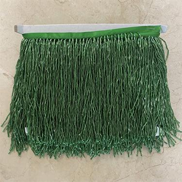 Imagem de 5 jardas 15 cm (6 polegadas) de vidro pesado cor dourada semente com contas de franja lâmpada de guarnição de artesanato, verde A