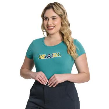 Imagem de Camiseta Feminina Brasil Copa Mmt Verde - Gilzer
