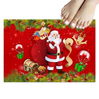 Imagem de tapete de boas-vindas do Natal | Natal Papai Noel tapete antiderrapante,Capachos de boas-vindas clássicos para a entrada, tapete da sala de estar do quarto Edorco