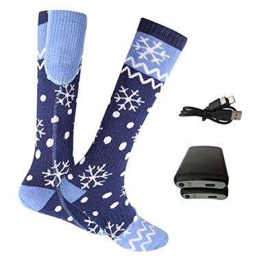 Imagem de Meias Aquecidas por USB - Natal Design Meias Elétricas Aquecidas,Meias aquecimento inteligentes com controle temperatura três velocidades fáceis