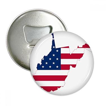 Imagem de Virginia USA Mapa Oeste Estrelas Listras Formato Bandeira Abridor de Garrafas Imã de Geladeira Emblema Multifuncional