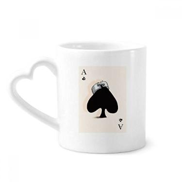 Imagem de Caneca com estampa de cartas de baralho Spade A café cerâmica copo de coração de vidro