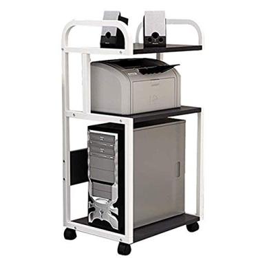 Imagem de KIZQYN Suporte de impressora rack de escritório armário de mesa móvel chassi de mesa rack impressora prateleira impressora fax suporte organizador de mesa para impressora de mesa de casa e escritório (cor: b)