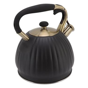 Imagem de Bule de chá em forma de abóbora preta de aço inoxidável 3,5L, chaleira de cozinha, chaleira de aquecimento para casa, chaleira de chá, máquinas de chá, café