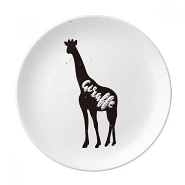 Imagem de Girafa Prato de Animais Preto e Branco Prato Decorativo de Porcelana Salver Prato de Jantar