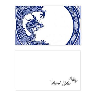 Imagem de Cartão de agradecimento de aniversário com dragão azul da cultura chinesa