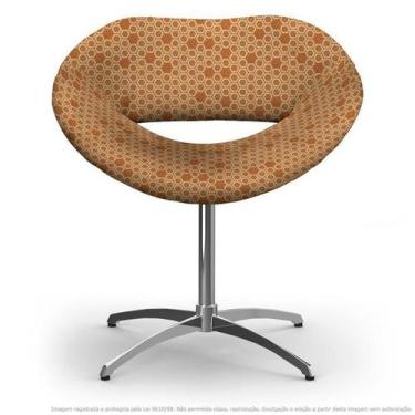 Imagem de Cadeira Beijo Colmeia Laranja E Marrom Poltrona Decorativa Com Base Gi