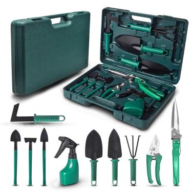 Imagem de Kit de Ferramentas de Jardinagem 10 Peças Maleta - AMOVO Fox Garden - Metal - Verde - GARDEN_TOOL_SET