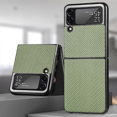 Imagem de para Samsung Galaxy Z Flip 3 Capa de luxo de fibra de carbono SlimShockproof Back Case Cover para Samsung Z Flip3 ZFlip3 Protection Shell, verde, para Z Flip 3 5G