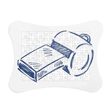 Imagem de Apito de futebol de desenho animado, moldura de quebra-cabeça de futebol azul, enfeite de quebra-cabeça
