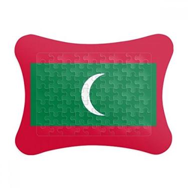 Imagem de Moldura de quebra-cabeça com a bandeira nacional das Maldivas da Ásia, enfeite de quebra-cabeça