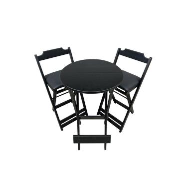 Imagem de Jogo De Mesa Bistrô C/ 2 Banquetas Estofadas Em Madeira Maciça - Preto - Bar Restaurant...