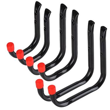 Imagem de CARTMAN Ganchos utilitários de armazenamento de garagem ganchos de escada resistentes ganchos de parede de garagem uso interno/externo para ferramentas, bicicletas 3 tamanhos pacote com 6