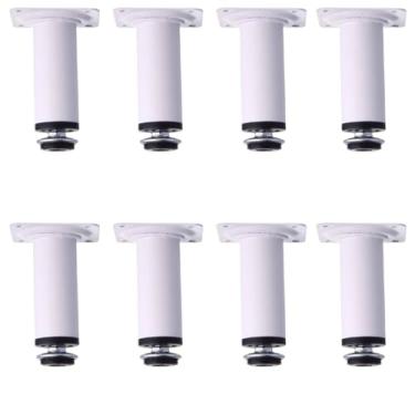 Imagem de Kit 8 Pés De 10cm Cromado de aço para Armários De cozinha, sofás, poltronas, racks, escrivaninhas pés de móveis regulável (Branco)
