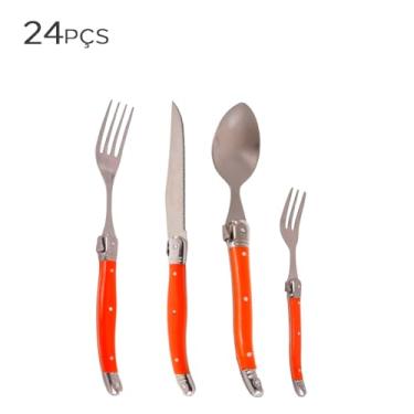 Imagem de Faqueiro de Aço Inox Laguiole Laranja 24PÇS