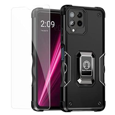 Imagem de Lokyoo Capa T-Mobile REVVL 6 Pro 5G [não compatível com 6], com um protetor de tela de vidro temperado, suporte magnético para carro de nível militar, capa protetora para celular REVVL 6 Pro 5G-preta