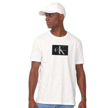 Imagem de Camiseta Calvin Klein Jeans Masculina Issue New Logo Black Block Branca-Masculino