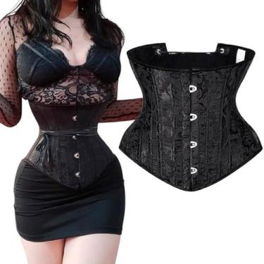 Imagem de Corpete Corset Corselet Cinta Modeladora Underbust Aço Linha Premium Preto M539