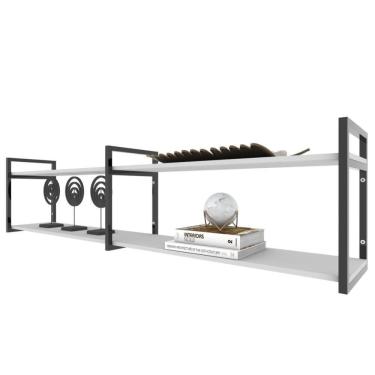 Imagem de Rack Prateleira Industrial Home Parede Hack Bancada Rack Rak Branco Off White