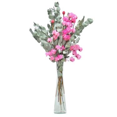 Imagem de Arranjo De Flores Desidratadas Bounganville Rosa + Vaso De Vidro