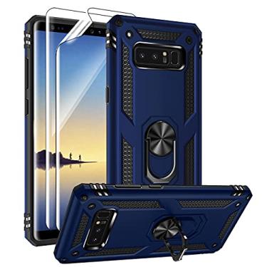Imagem de Androgate Capa para Samsung Galaxy Note 8 com protetores de tela PET 3D, suporte de anel de metal de nível militar com suporte de 4,5 m, capa à prova de choque testada contra quedas para Samsung