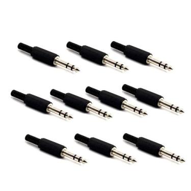 Imagem de Plug P10 Estéreo Com Rabicho Preto 10 Unidades - Sd