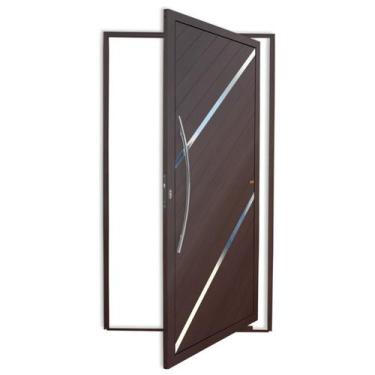 Imagem de Porta de Alumínio Pivotante Lambril 210x120cm com Puxador Super Corten