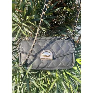 Imagem de Bolsa feminina de couro transversal e matelassê preta Isa - Lançamento