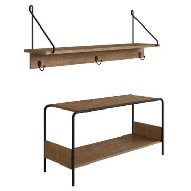 Imagem de Kit Prateleira Decorativa e Sapateira Banco Para Hall De Entrada Tube 