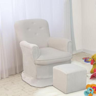 Imagem de Poltrona Amamentação Quarto Fiorela com Puff Amo Estofados, Bege