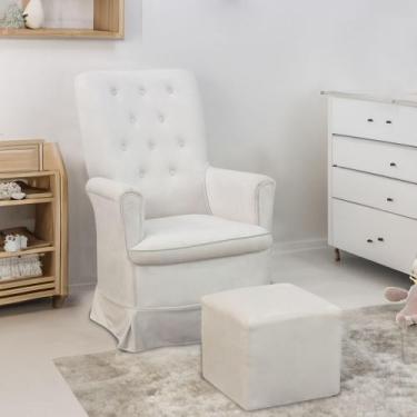 Imagem de Poltrona Amamentação Balanço para Quarto Claudia com Puff Amo Estofado