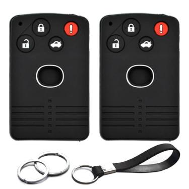 Imagem de INFIPAR 2 peças compatíveis com Mazda CX-7 CX-9 MX-5 Miata RX-8 Smart Card Key 4 Botões BGBX1T458SKE11A01 Silicone FOB Capa protetora de chave capa de entrada sem chave suporte remoto
