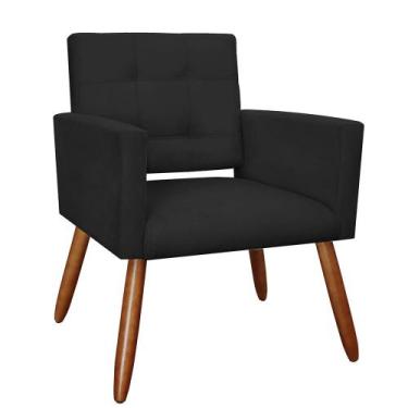 Imagem de Poltrona Camila Pés Palito Suede Preto - Vallisa Decor