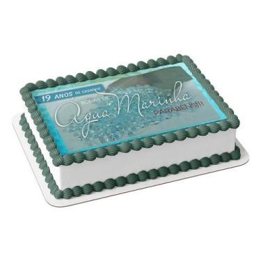 Imagem de Papel Arroz P/ Bolo Bodas De Água Marinha 19 Anos De Casado - Genérico