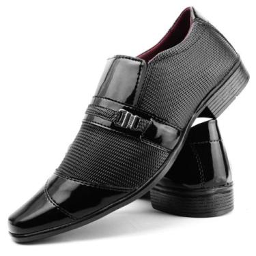 Imagem de Sapato social masculino moderno e atual preto verniz - sollano, Preto,