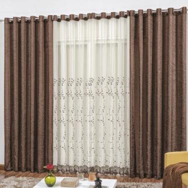 Imagem de Cortina de Voil Bordada com Cetim Amassado Belle 3,00m x 2,60m Para Qu