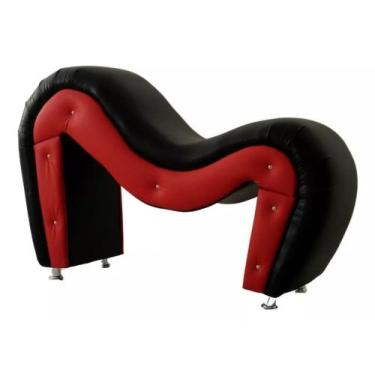 Imagem de Poltrona Cavalinho Tapeçaria Parrilha PRETA E VERMELHA - Decoração Qua