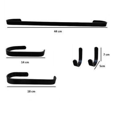 Imagem de Kit De Acessórios Para Banheiro 5 Peças 2 Cabides Linha Aluminio - JGC