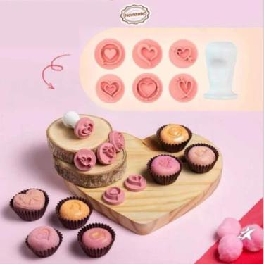 Imagem de Kit carimbos para doces gourmet marcador corações blue star